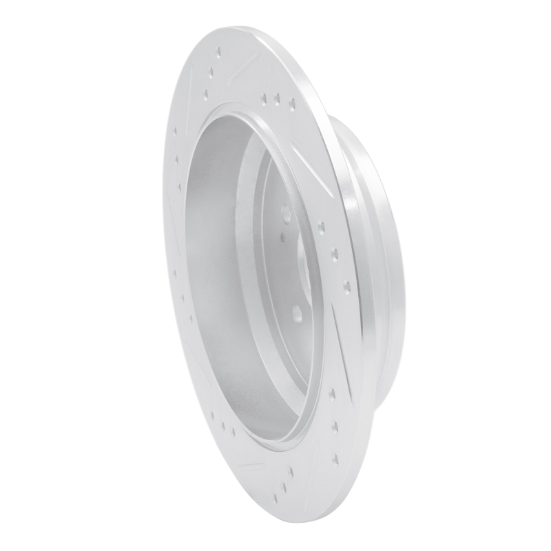 Acura RDX Brake Rotor (1) - Rear Right - R1 Concepts - Drilled & Slotted - Silver - `05-`18